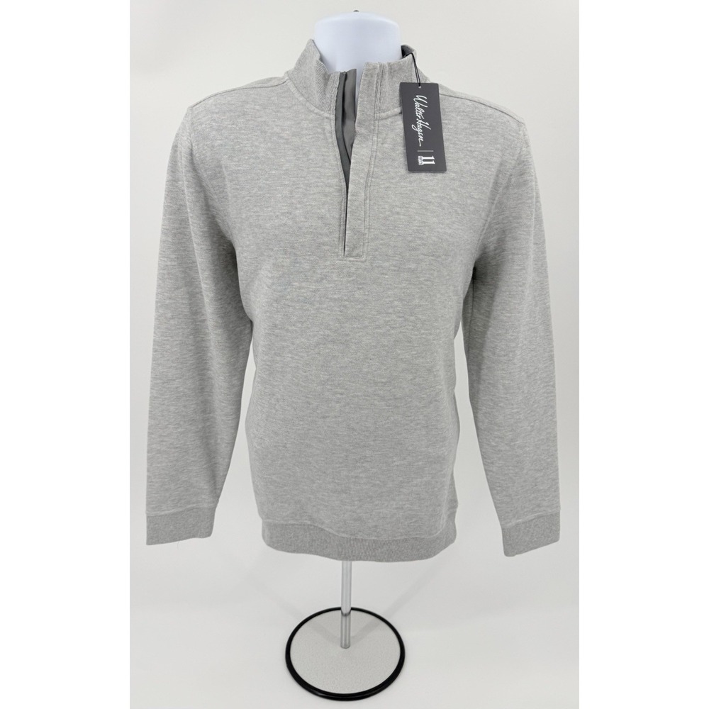 Walter Hagen Perfect 11 Pique Fleece 1/4 Zip Pullover Shirt Heather Grey Men's S